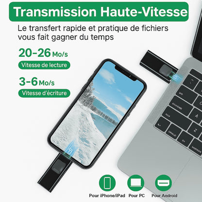 Clé USB 4in1 32 GB - Clé USB Multi-Connectique – Sauvegarde
